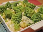 Gratin de chou romanesco en cours de préparation