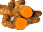 Rhizome de curcuma sectionné